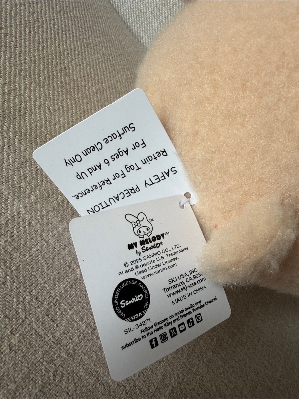 Sanrio My Melody 11.8 in Plush Toy Wool Boa Bear NWT - Picture 5 of 6